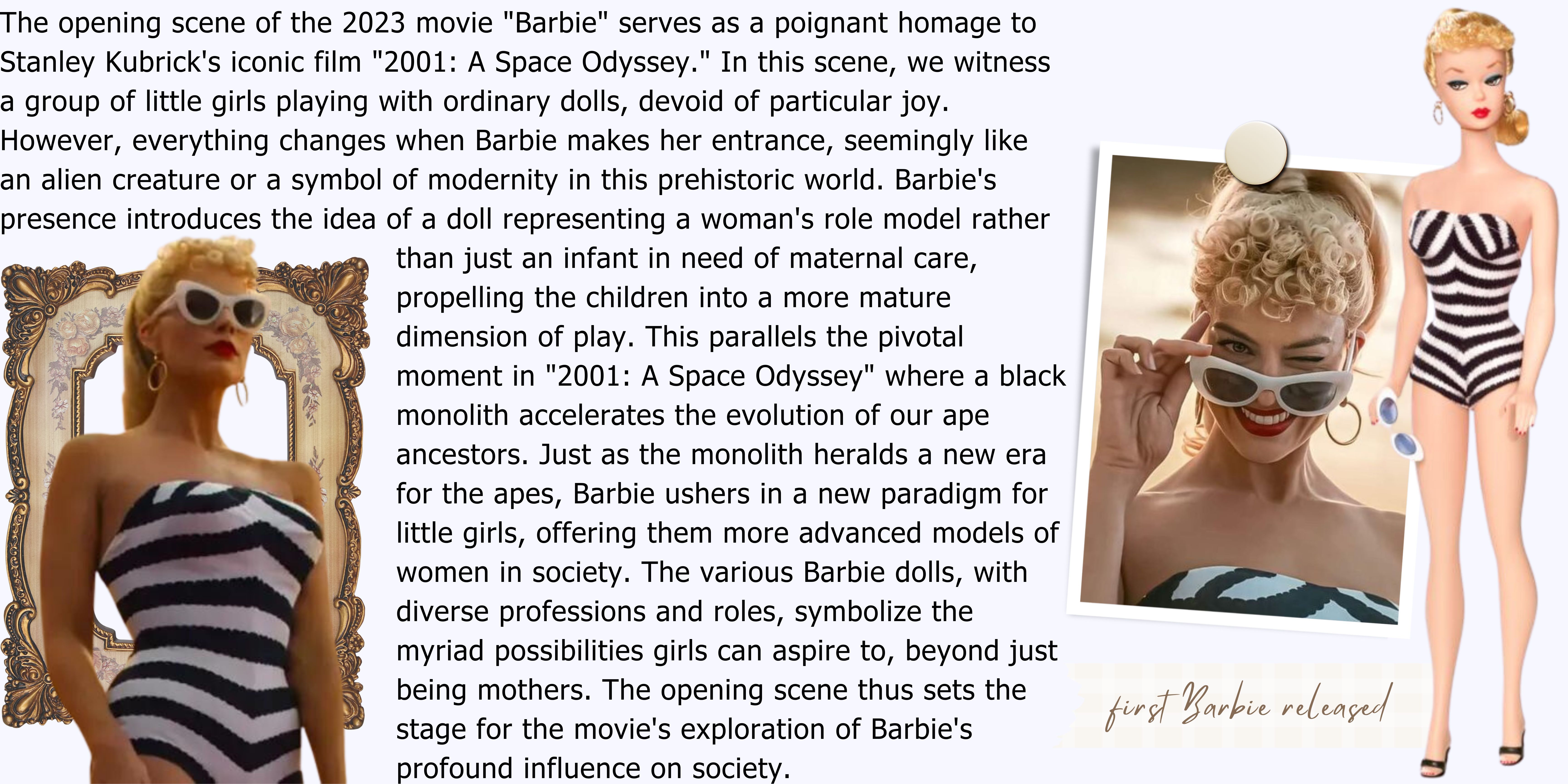 opening scene of Barbie movie, Barbie and A space Odyssey, Barbie movie philosophy